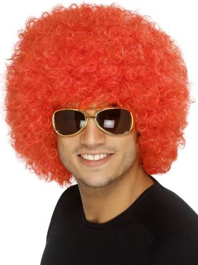 Unisex 1970s Funky Afro Crazy Clown Wig - Red